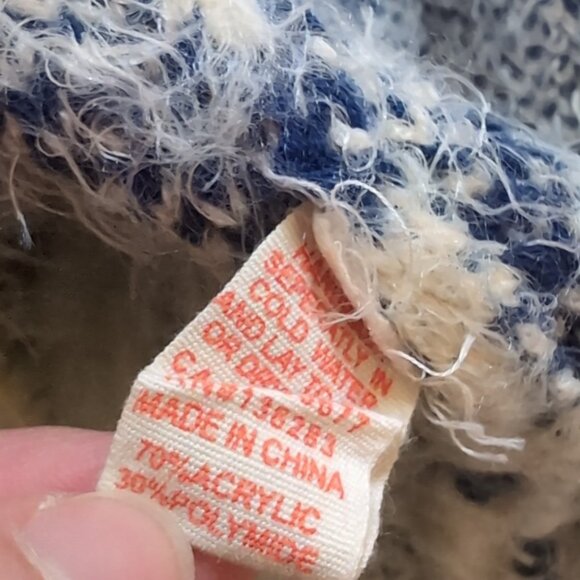 Orange Fashion Village Fuzzy Faux Fur Cardigan Sweater Hooded Plaid Knit Cape - Picture 12 of 13